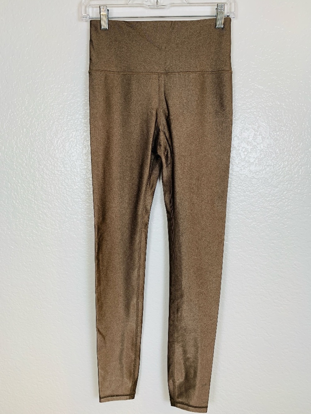 Athleta Elation Shine Tight Small TALL Leggings Brown Shimmer Bronze Metallic